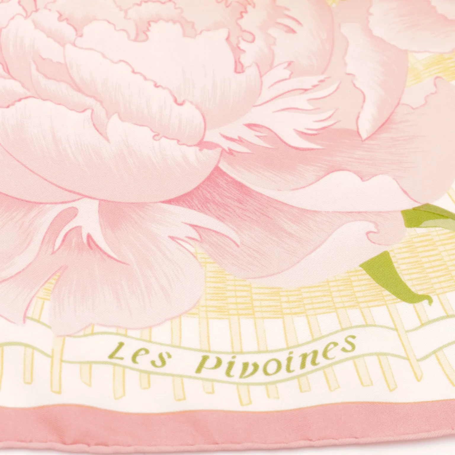 2000s Hermes Les Pivoines Vintage Pink Silk Peony Scarf