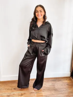 Airport Chic Satin Pant Set