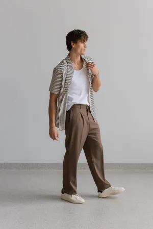 Baggy Pleated Pants - Brown