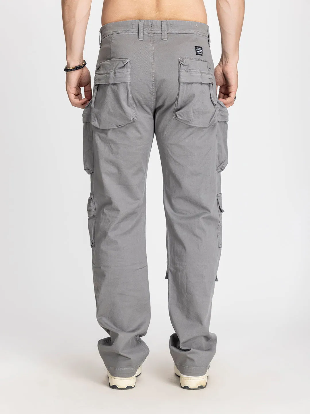 Baggy Utility Pants-10 pockets Light Grey