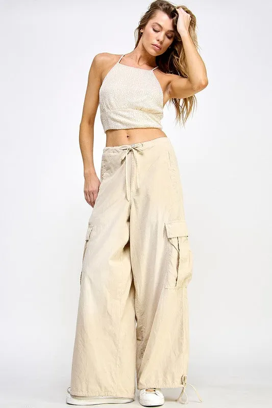 Beige Balloon Cargo Pant