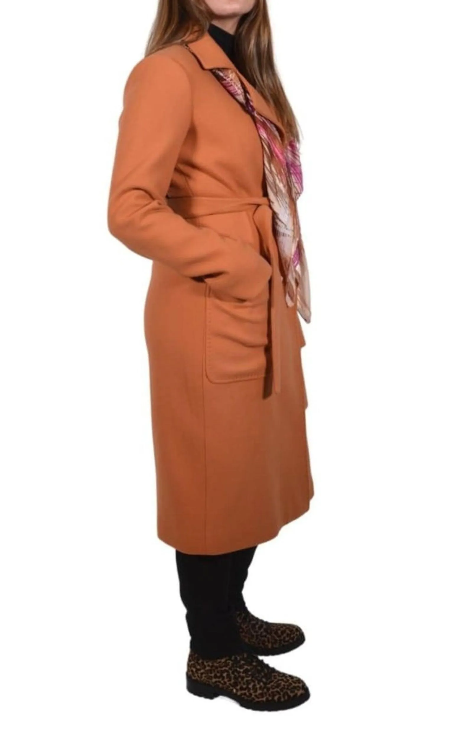 Belted Wool Blend Long Coat