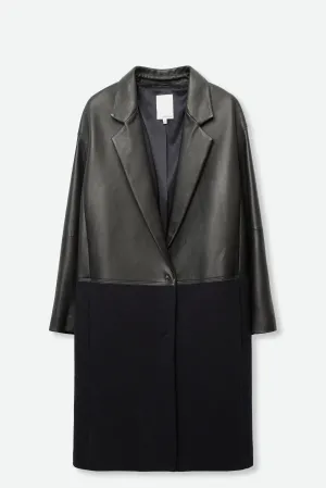 BROGDEN COAT IN LEATHER & WOOL