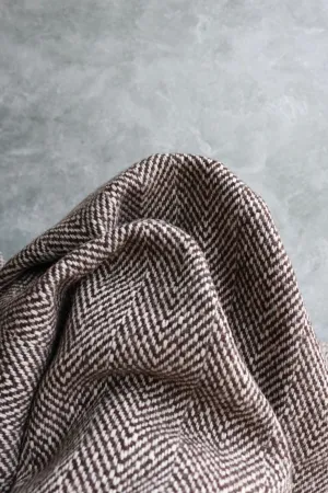 Brown & Ivory Herringbone Wool Coating