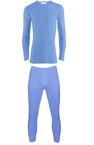 B.U.L ® 2 Mens Extrem Hot Thermal Underwear Set Long Sleeve Vest & Long Johns Suitable for Winter, Outdoor Work, Travel, Camping & Ski Wear Size S-XL (Small, Blue)