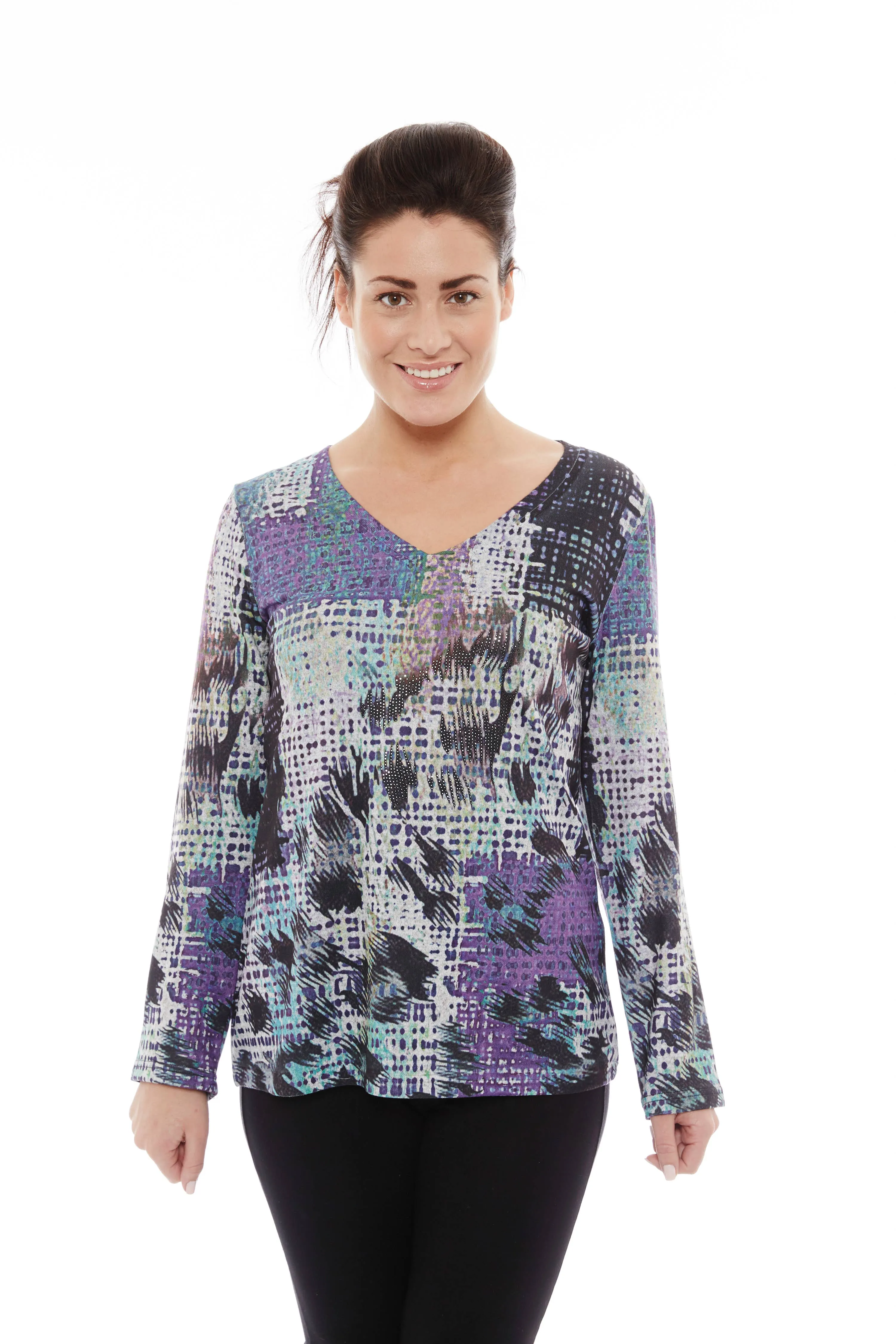 Buy Women's Multicolor Long Sleeve V-Neck Tops Online