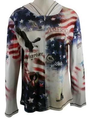 Cactus Fashion Rhinestones, White Patriotic Hoodie - History of America