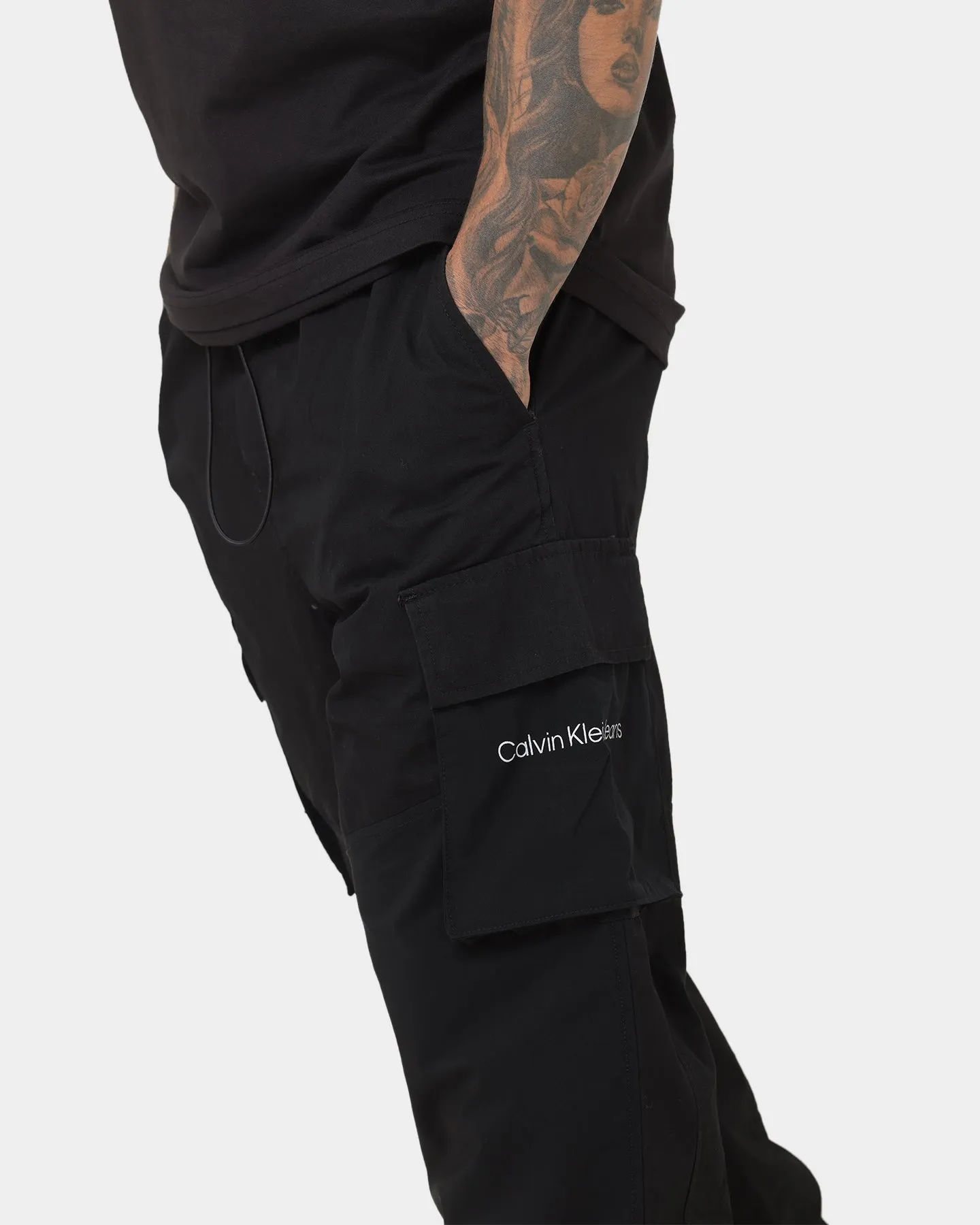 Calvin Klein Blocking Mixed Media Cargo Pants Ck Black