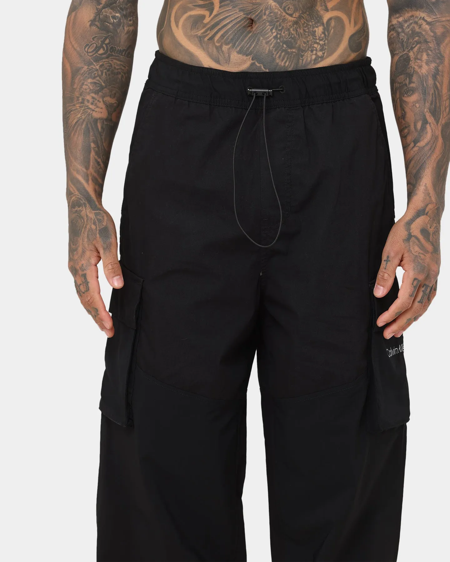 Calvin Klein Blocking Mixed Media Cargo Pants Ck Black