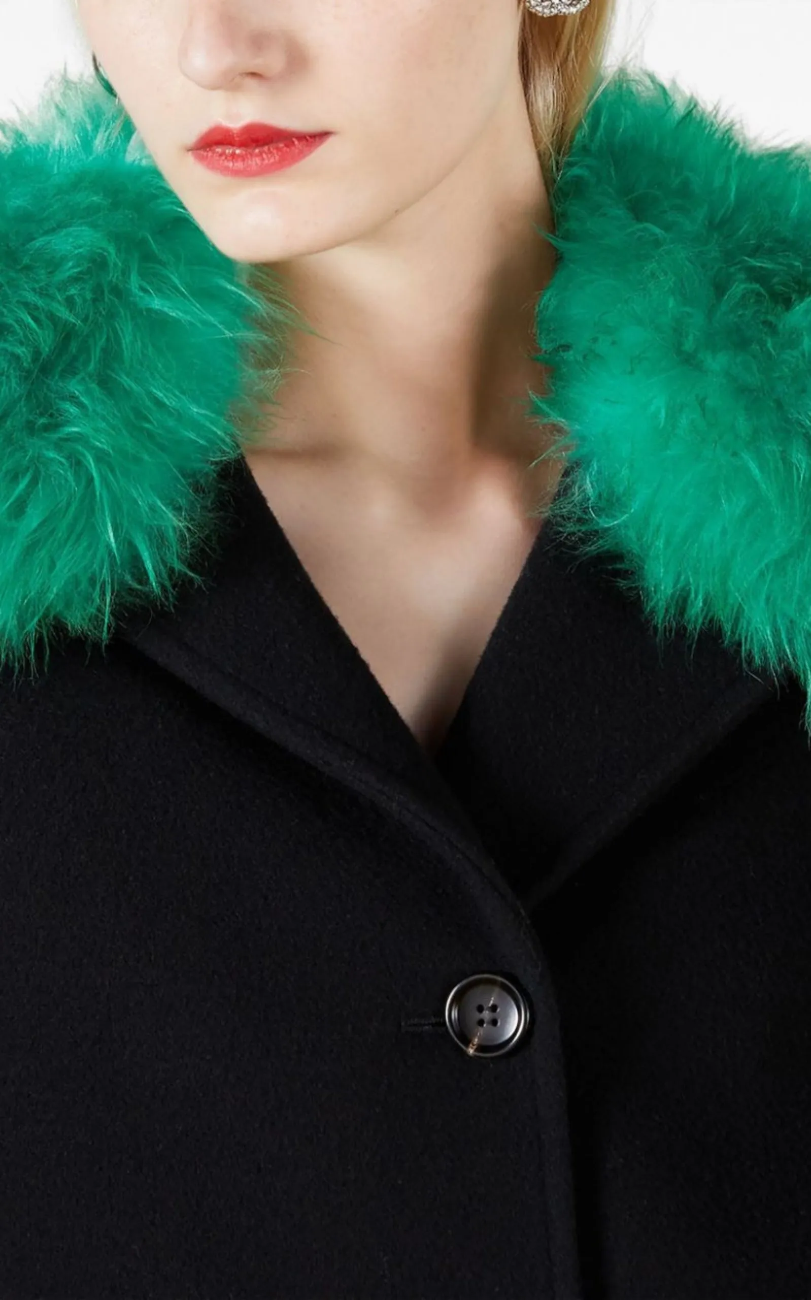 Cashmere Wool Coat with Shearling-collar