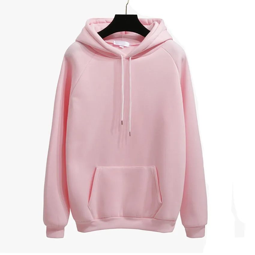 Casual Fleece Hoodies Sweatshirts Long Sleeve Yellow Girl Pullovers Loose Hooded Female Thick For Women