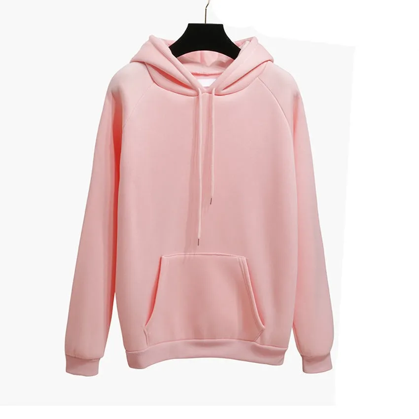 Casual Fleece Hoodies Sweatshirts Long Sleeve Yellow Girl Pullovers Loose Hooded Female Thick For Women