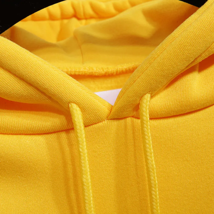 Casual Fleece Hoodies Sweatshirts Long Sleeve Yellow Girl Pullovers Loose Hooded Female Thick For Women