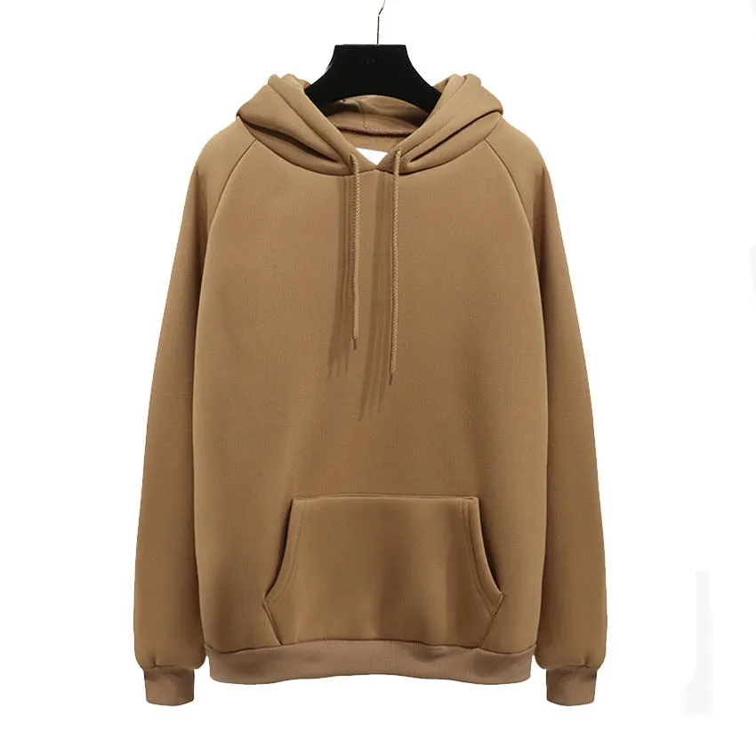 Casual Fleece Hoodies Sweatshirts Long Sleeve Yellow Girl Pullovers Loose Hooded Female Thick For Women