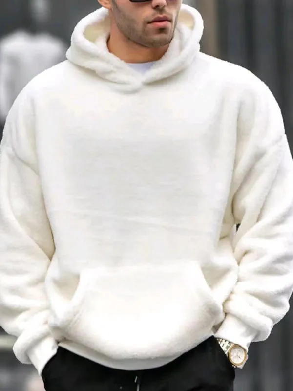 Casual plush hooded sweatshirt