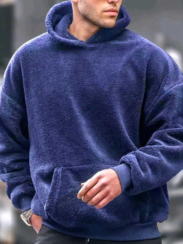 Casual plush hooded sweatshirt