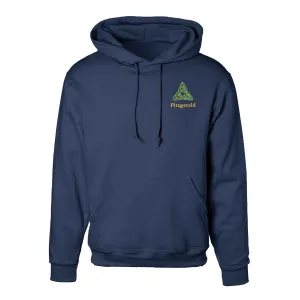 Celtic Triangle Knot Embroidered Personalized Hoodie- Navy