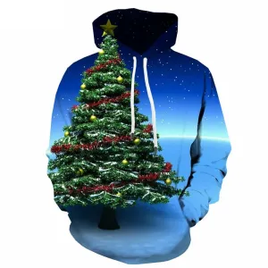 Christmas Sweatshirts men Christmas Tree 3d Printed Galaxy Hooded Casual