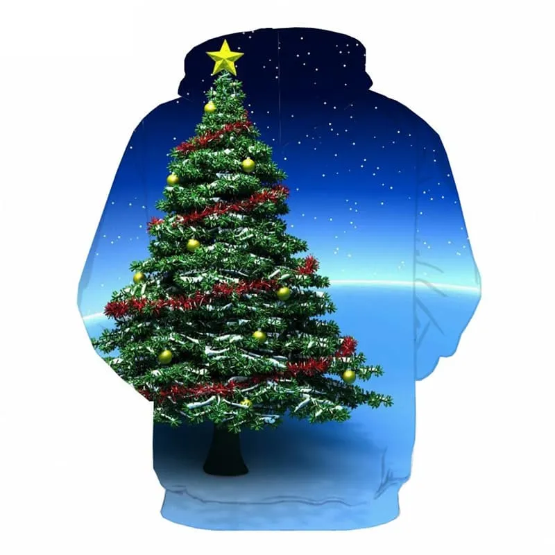 Christmas Sweatshirts men Christmas Tree 3d Printed Galaxy Hooded Casual