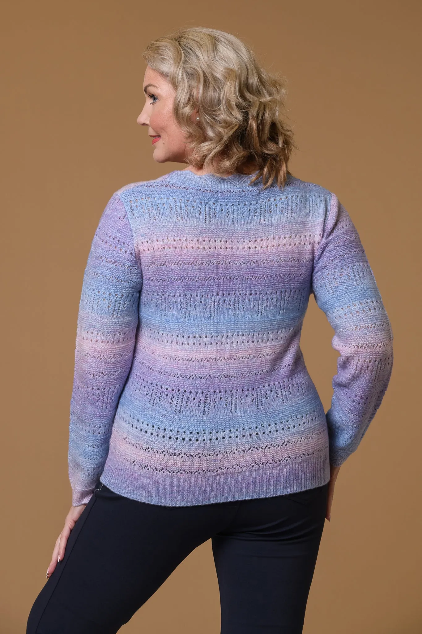 Chunky Pointelle Cardigan -Lilac