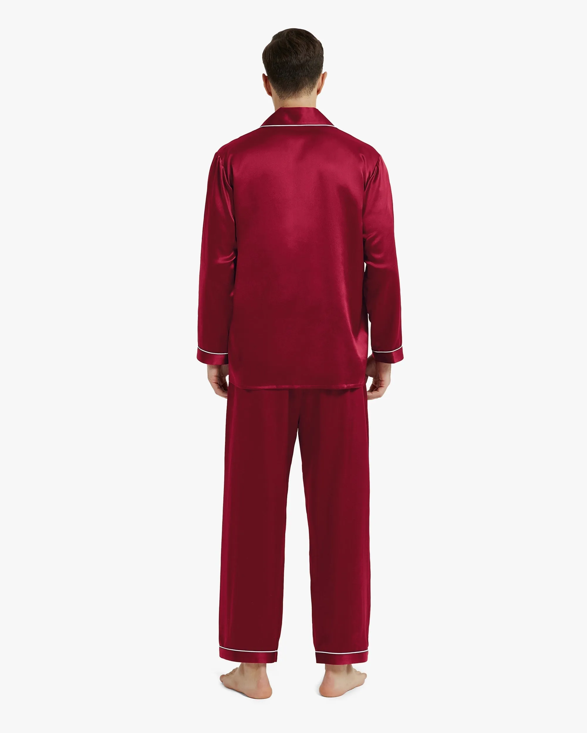 Clearance Piped Silk Pajamas - For Men