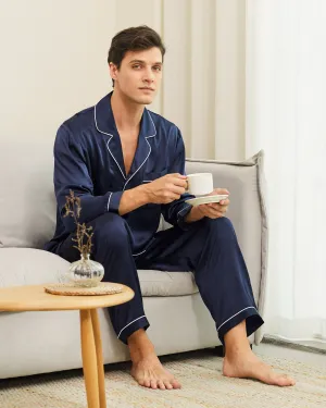 Clearance Piped Silk Pajamas - For Men