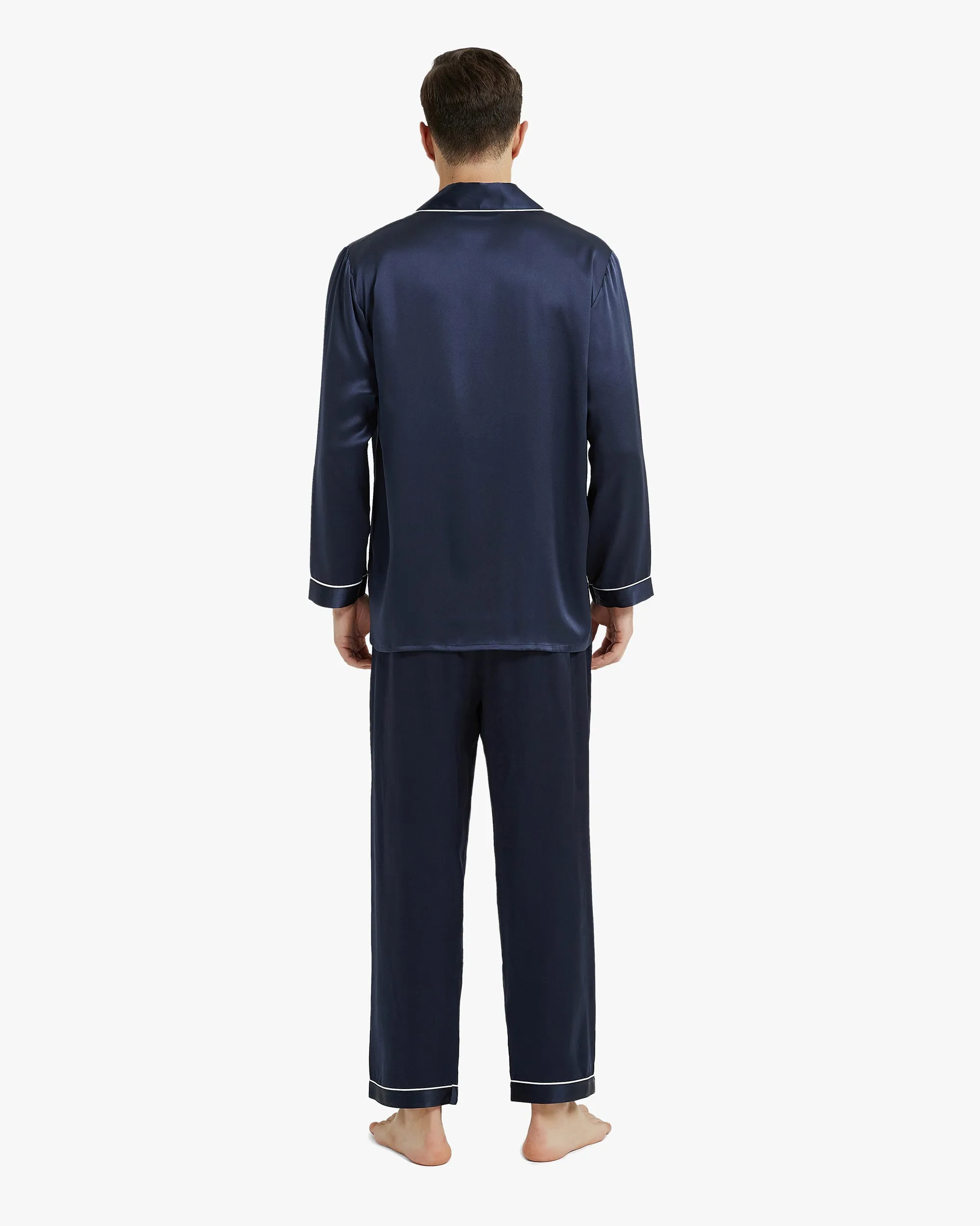 Clearance Piped Silk Pajamas - For Men