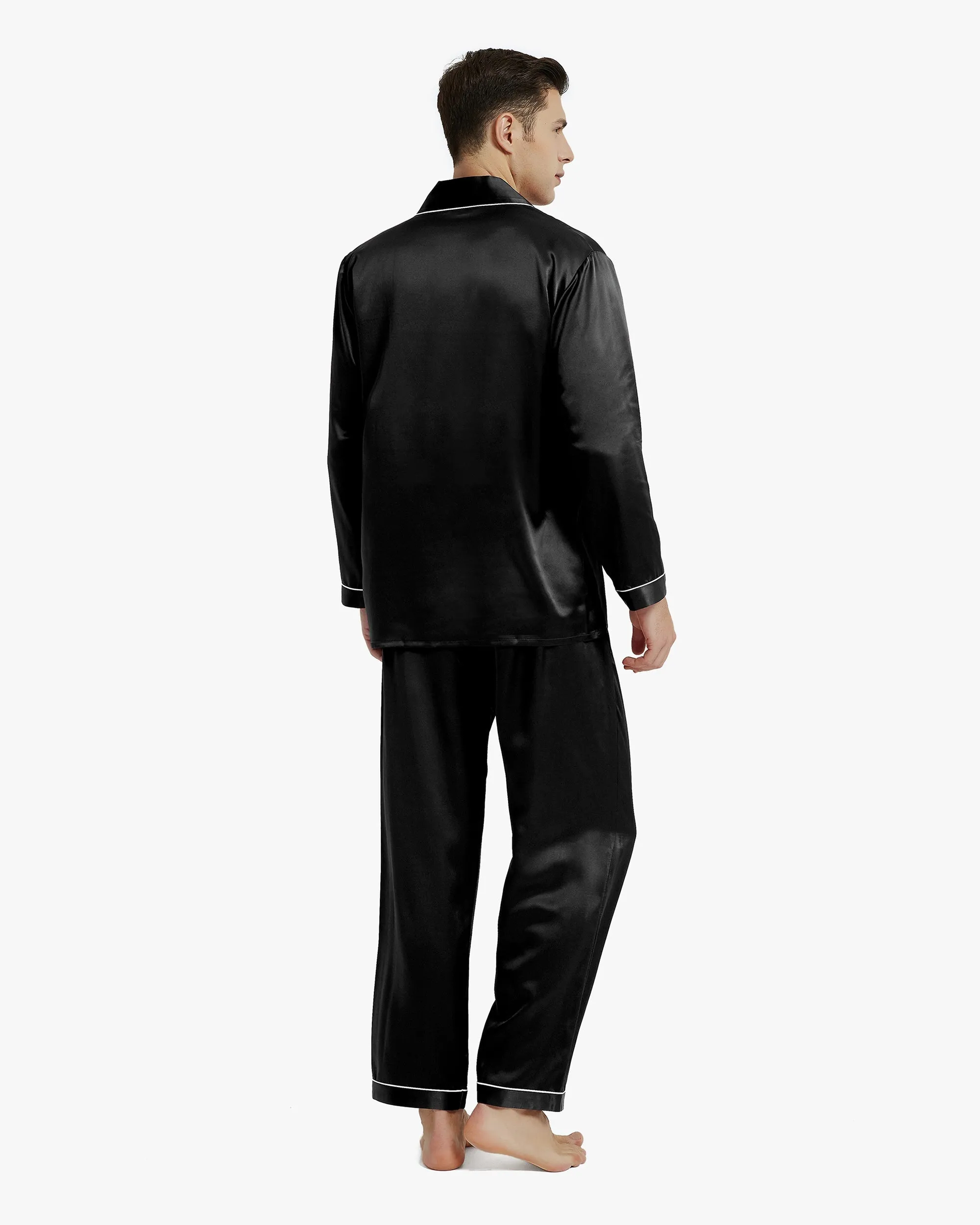 Clearance Piped Silk Pajamas - For Men