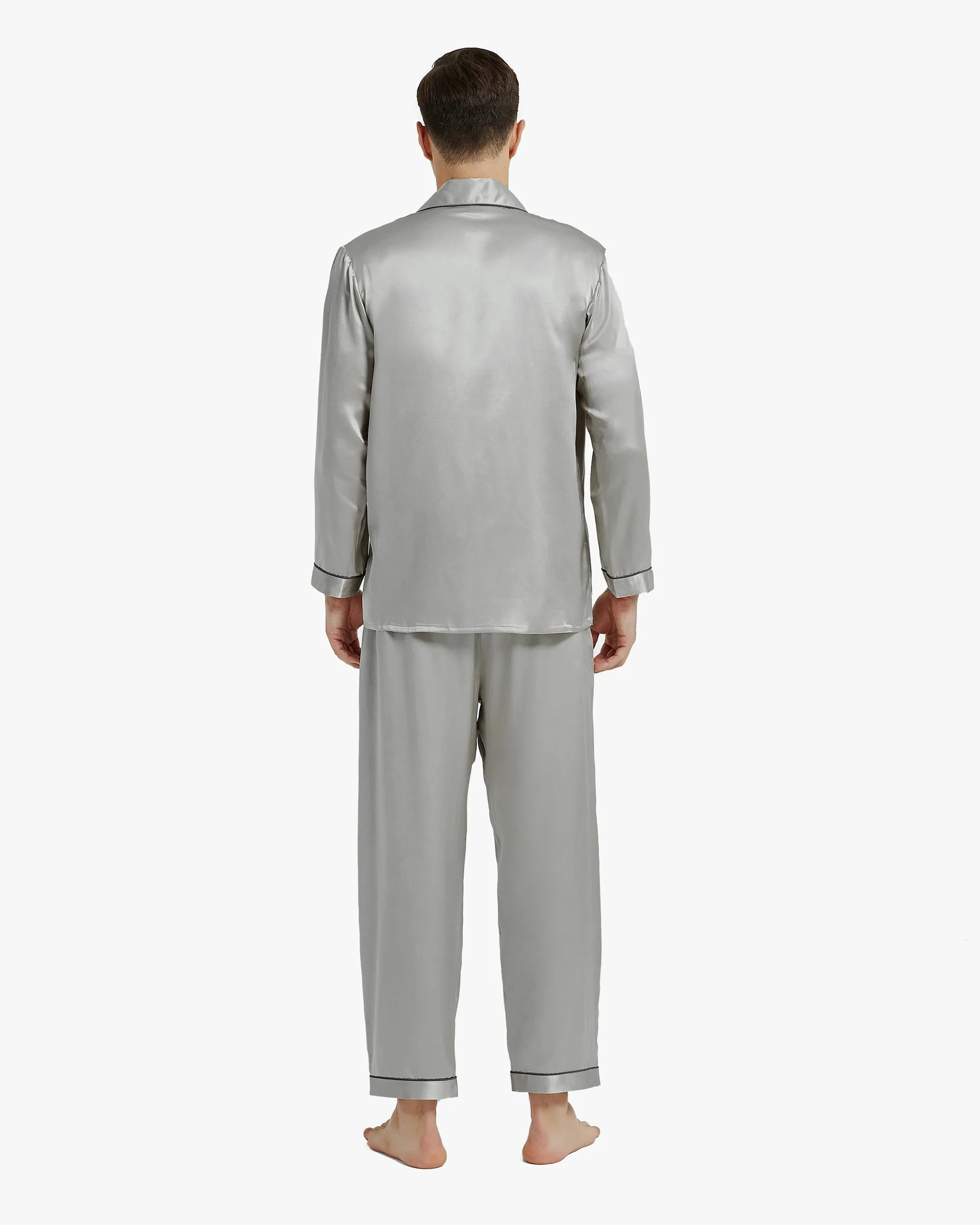 Clearance Piped Silk Pajamas - For Men