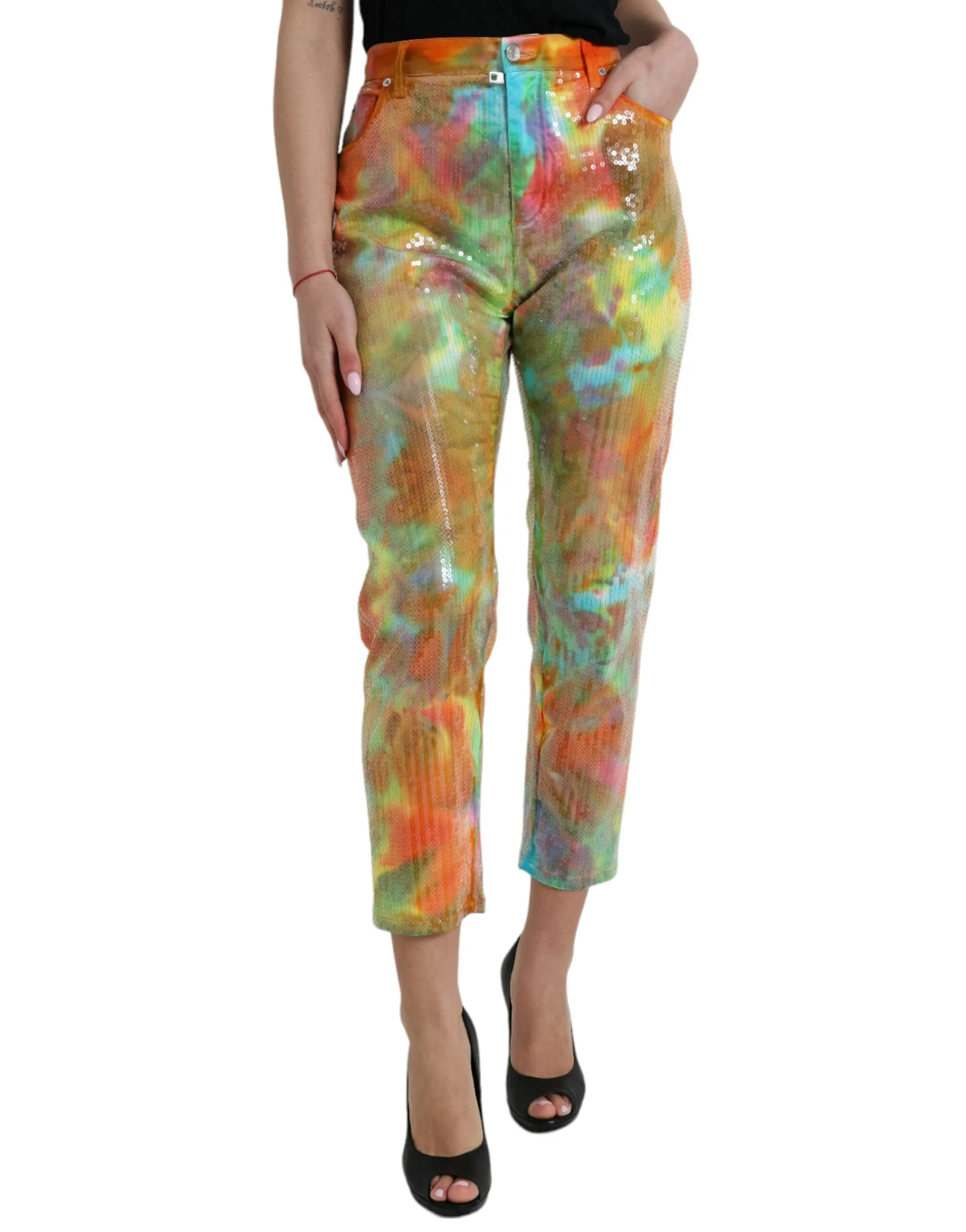 Dolce & Gabbana Multicolor High Waist Cropped Pants