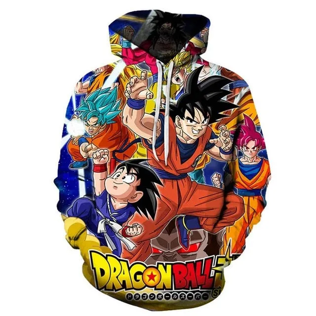 Dragon Ball Hoodie Men 3D Sweatshirts Super Saiyan Goku Printed Hooded Pullover Teen Fashion Cartoon Hoody Streetwear