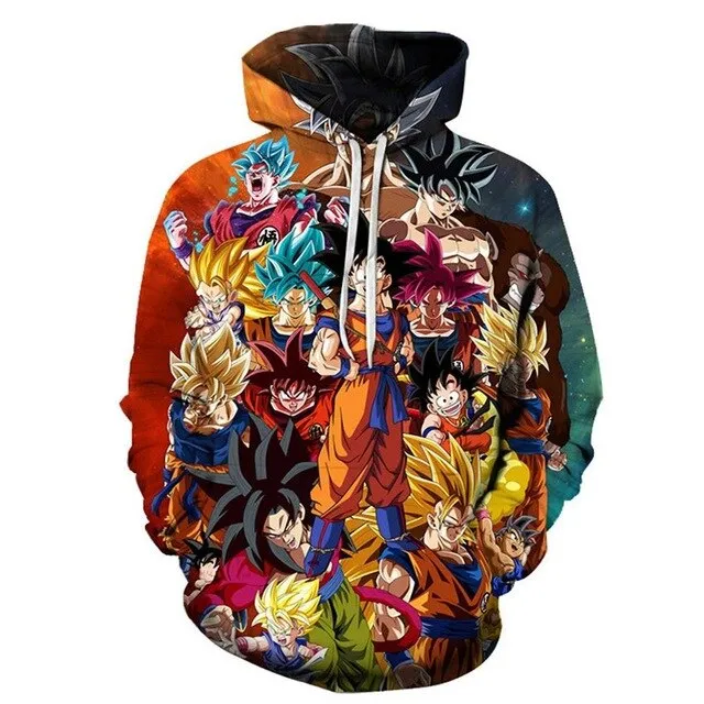 Dragon Ball Hoodie Men 3D Sweatshirts Super Saiyan Goku Printed Hooded Pullover Teen Fashion Cartoon Hoody Streetwear