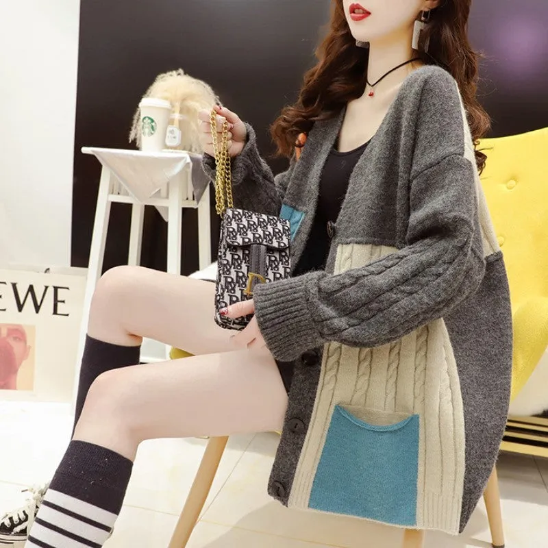 Dream Of Me Color Block Oversized Knit Cardigan