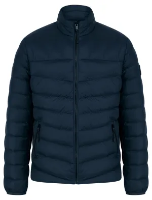 Eastwood Funnel Neck Quilted Puffer Jacket with Fleece Lined Collar in Sky Captain Navy - Tokyo Laundry