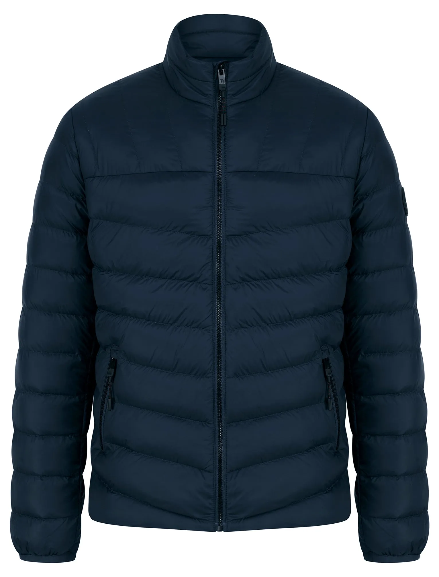 Eastwood Funnel Neck Quilted Puffer Jacket with Fleece Lined Collar in Sky Captain Navy - Tokyo Laundry