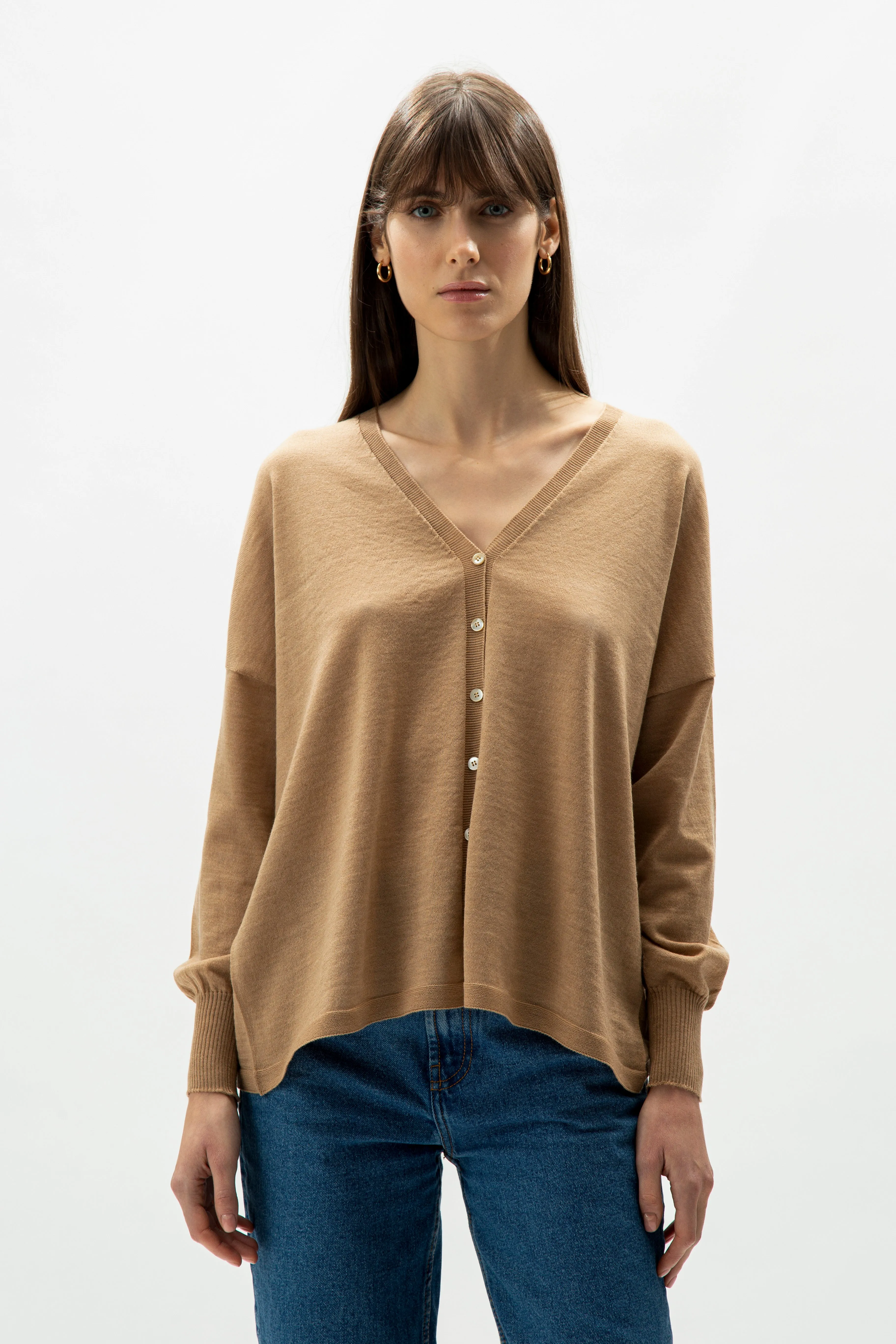 Extra fine merino wool v-neck cardigan 