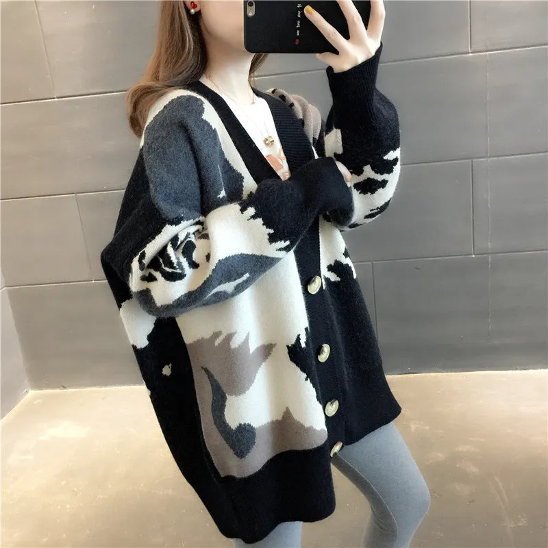 Favorite Idea Patterned Oversized Knit Cardigan