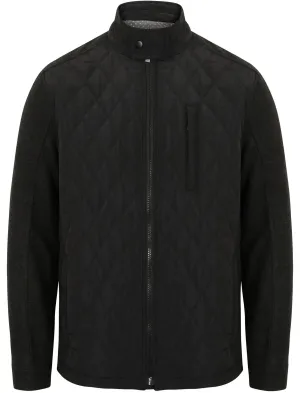 Galchard Quilted Jacket with Wool Blend Sleeves in Charcoal Marl - Dissident