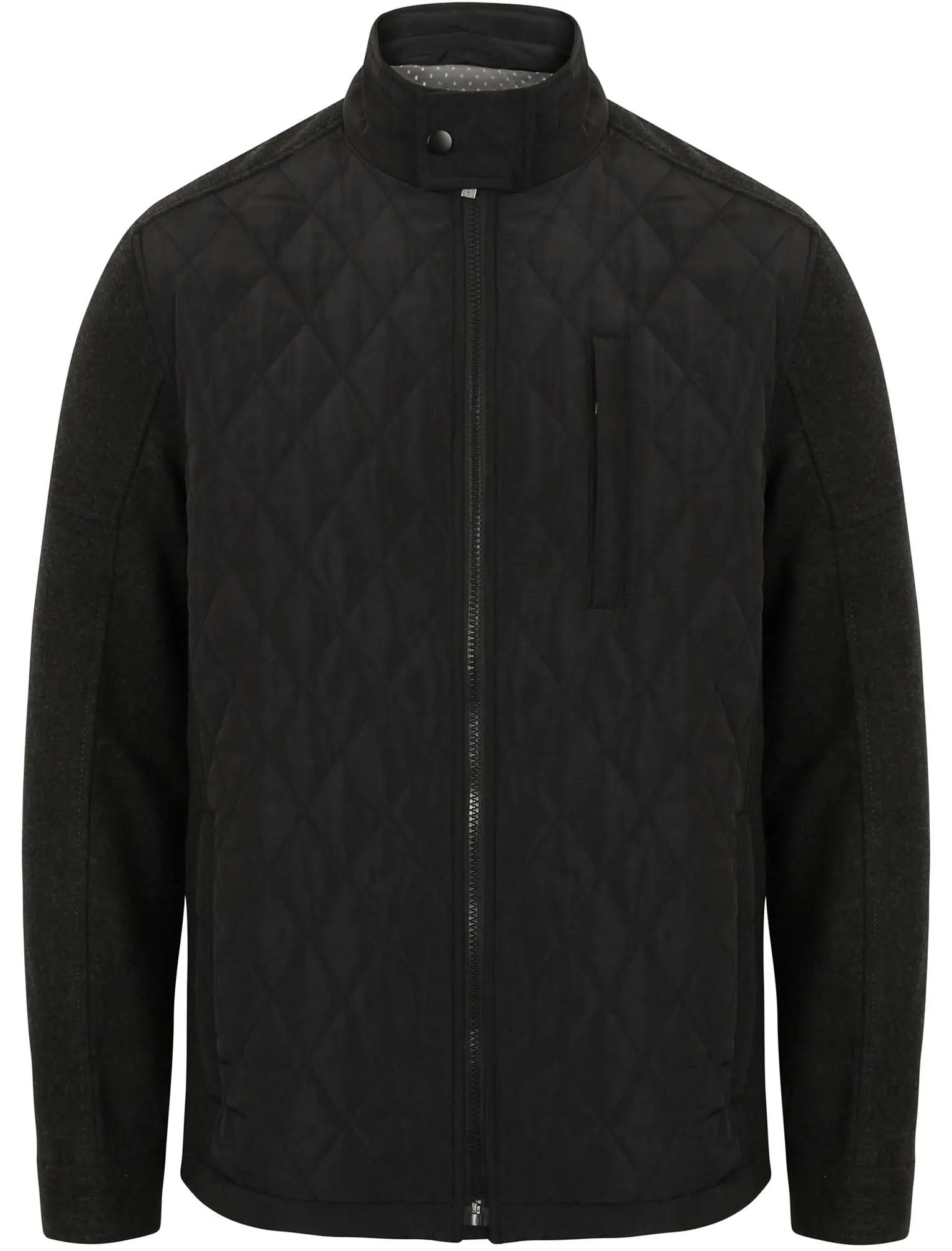 Galchard Quilted Jacket with Wool Blend Sleeves in Charcoal Marl - Dissident