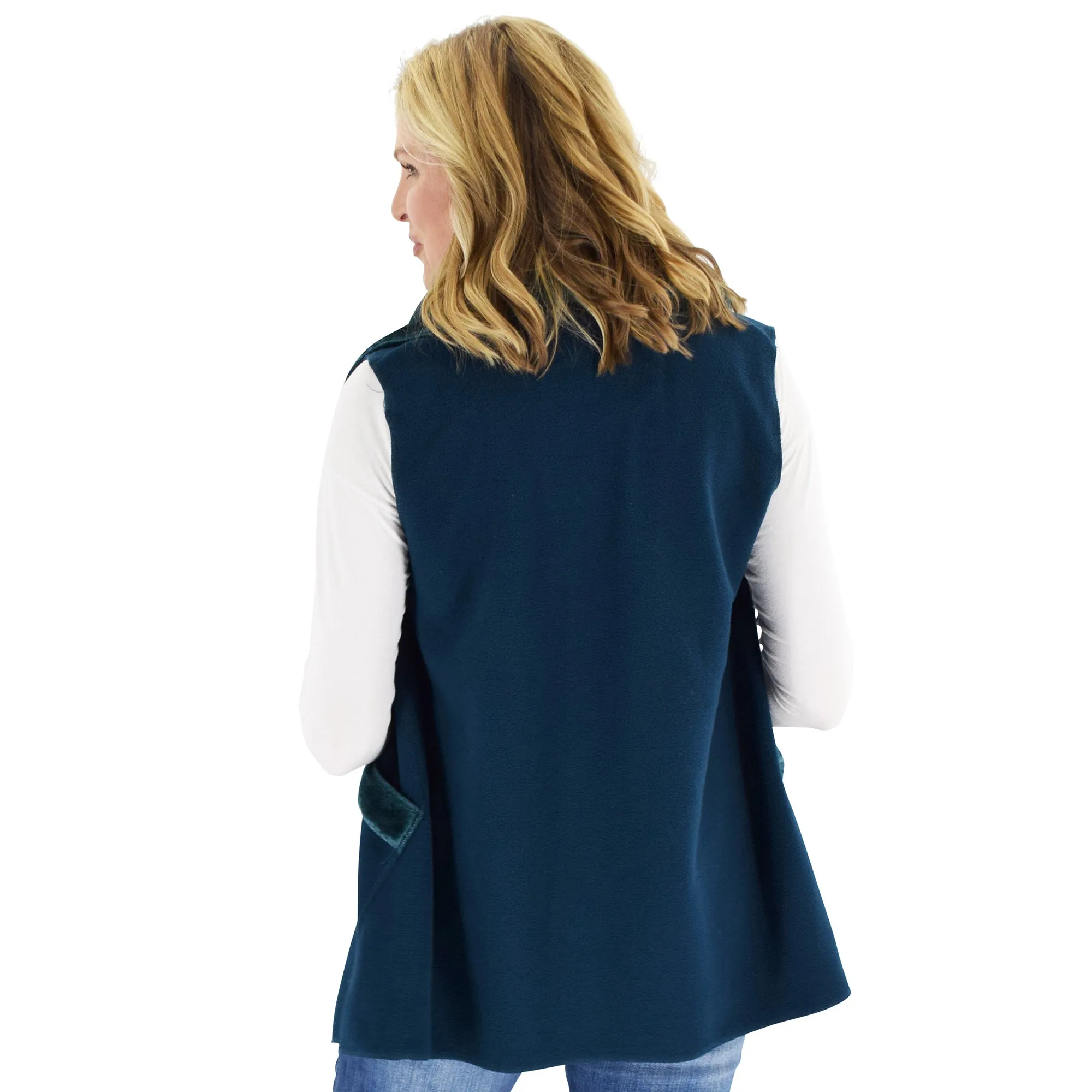 Ginny Cozy Cozy Coat Fleece Vest with Faux Fur Trim Two Sizes!