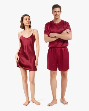 His & Hers Relaxed Silk Pajamas Claret