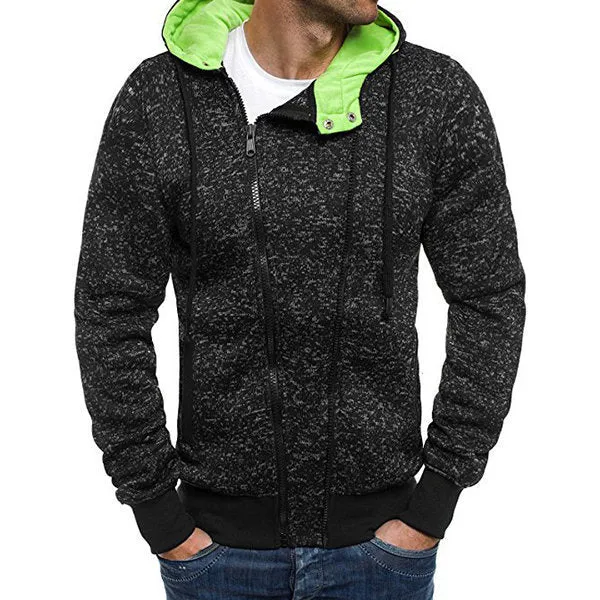 Hit Color Hooded Zip Up Sport Sweatshirts