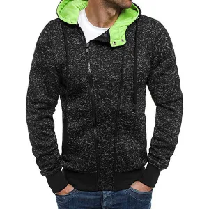 Hit Color Hooded Zip Up Sport Sweatshirts