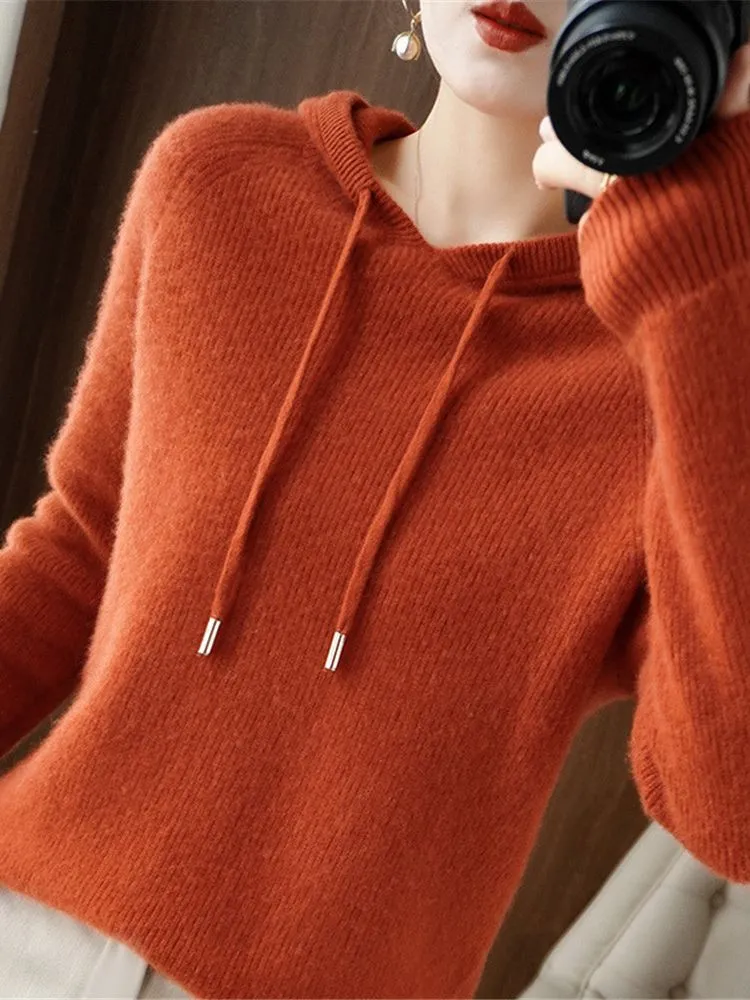 Hooded Knitted Jacket Cardigan