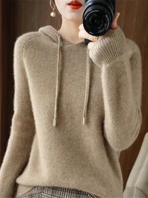 Hooded Knitted Jacket Cardigan