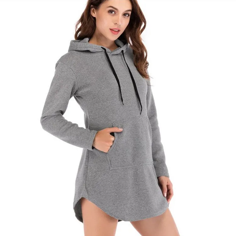 Hot Sale Fleece Mid-Length Pocket Hooded Women's Clothing Wholesale