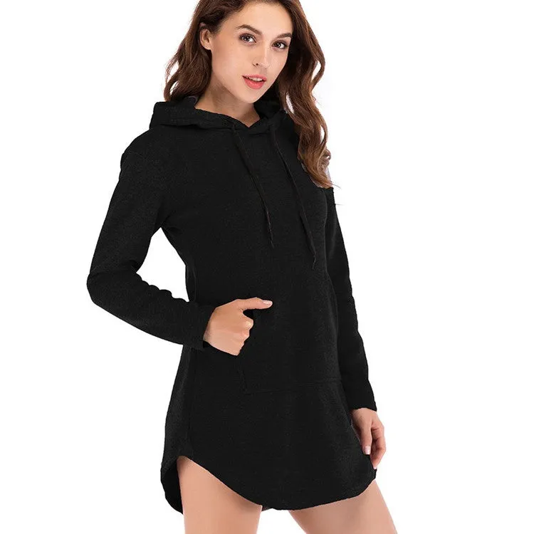 Hot Sale Fleece Mid-Length Pocket Hooded Women's Clothing Wholesale