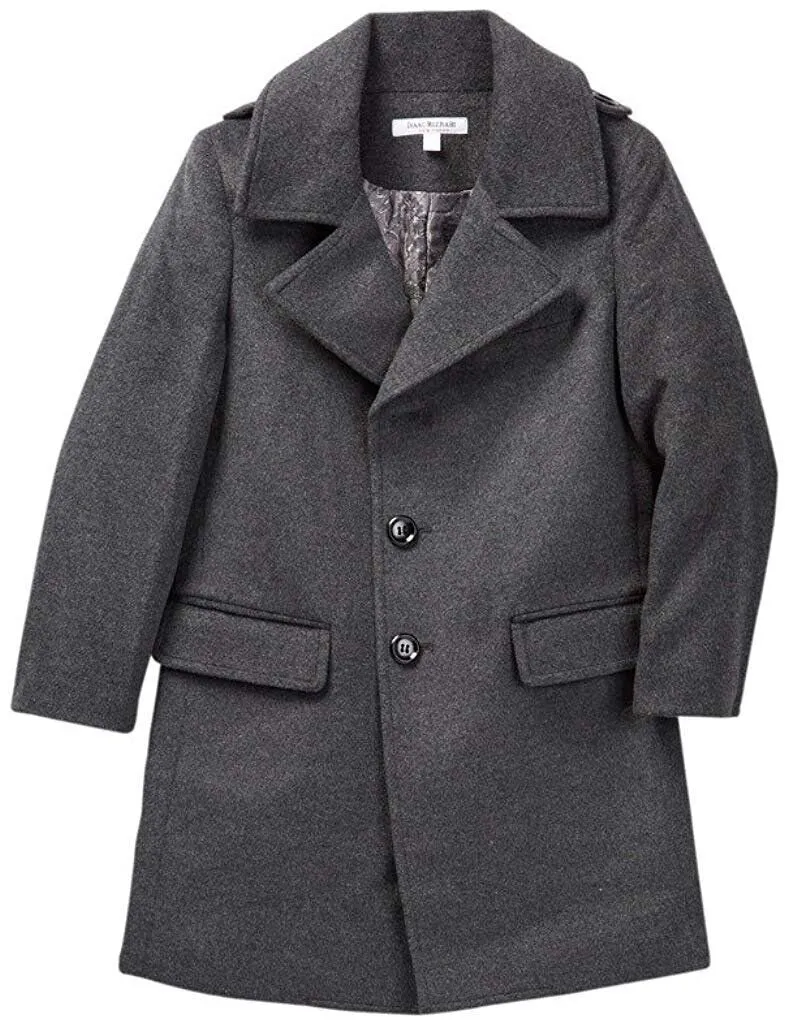 Isaac Mizrahi Boy’s Single Breasted Wool Overcoat with Epaulets - Colors