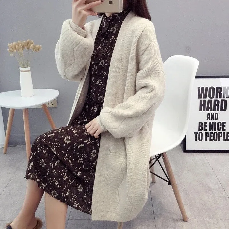 Joskaa Christmas Gift HSA Women Long Cardigans for Autumn Winter Warm Oversized Cardigans Poncho Korean Knit Jacket sueter mujer invierno COat