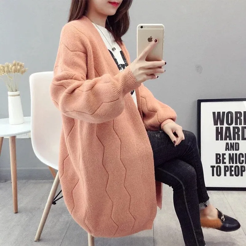 Joskaa Christmas Gift HSA Women Long Cardigans for Autumn Winter Warm Oversized Cardigans Poncho Korean Knit Jacket sueter mujer invierno COat